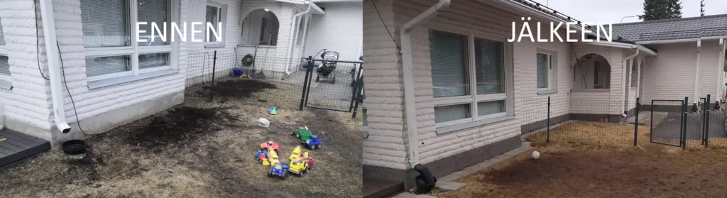 sokkelin pinnoitus ennen ja jälkeen